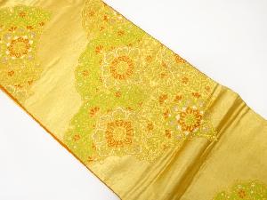 アンティーク 雪輪に華紋模様織出し袋帯(着用可)